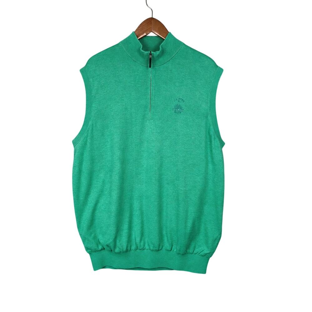 Rolex U.S. Open Merion 2013 Men's XL Green Cashmere Blend Quarter Zip Golf Vest